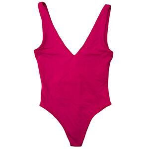 Aritzia Babaton Hot Pink Plunge Neckline and Back Thong Sleeveless Bodysuit, S
